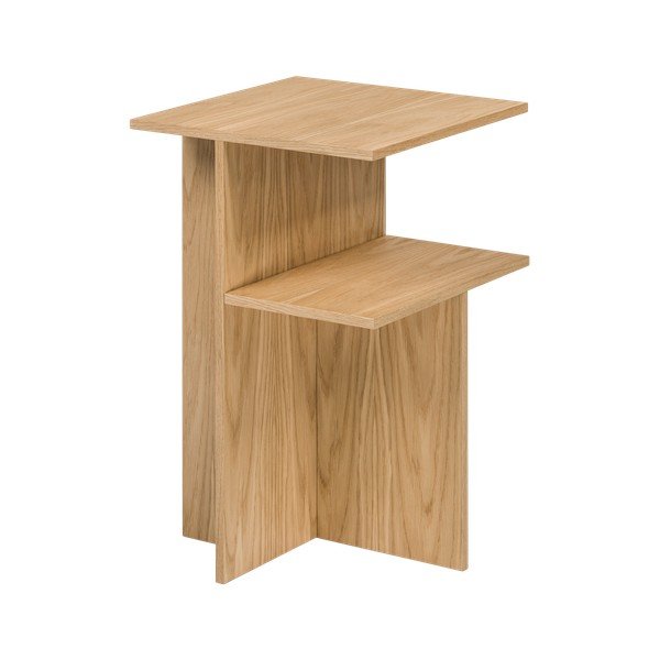 Comodino di colore naturale con effetto rovere con ripiani Atik – noo.ma-image-3