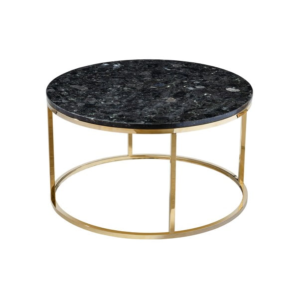 Tavolino in granito nero con base in oro , ⌀ 85 cm Crystal - RGE