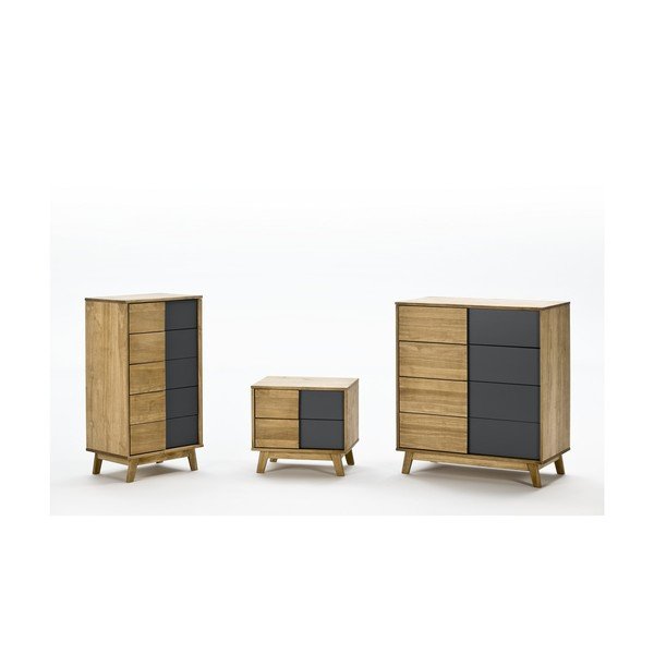 Cassettiera alta con dettagli neri Yari, 50 x 92 cm - Marckeric-image-1