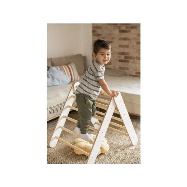 Pikler triangolo montessori bianco in pino massiccio 60x60x60 cm Montessori – Meowbaby-image-3