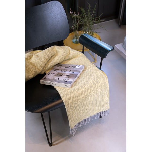 Plaid giallo chiaro con cotone II, 140 x 180 cm Skyline - Euromant-image-2