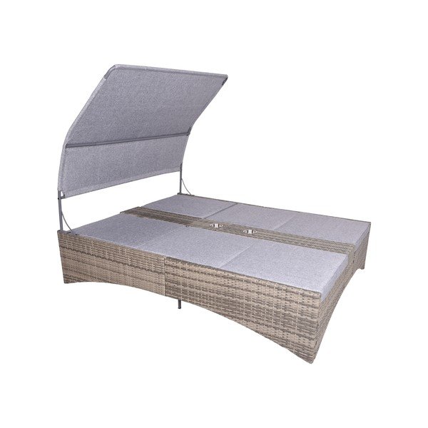Sdraio da giardino a due posti grigia in metallo/in rattan artificiale Pescara – Garden Pleasure