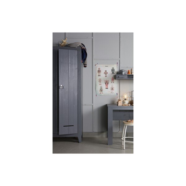 Armadio in pino grigio 95x190 cm Kluis - WOOOD-image-4