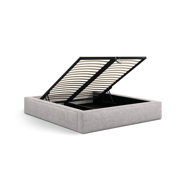 Letto matrimoniale imbottito beige con contenitore e rete inclusi 200x200 cm Simon – Micadoni -image-3