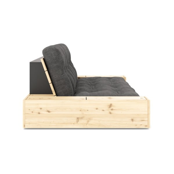 Divano letto in velluto a coste nero-antracite 244 cm Base - Karup Design-image-3