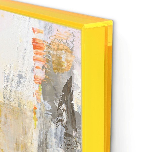 Set di dipinti stampati/con elementi dipinti a mano con cornice inclusa/dipinti su tela 2 pz 41,5x41,5 cm New Age Yellow – Malerifabrikken-image-3