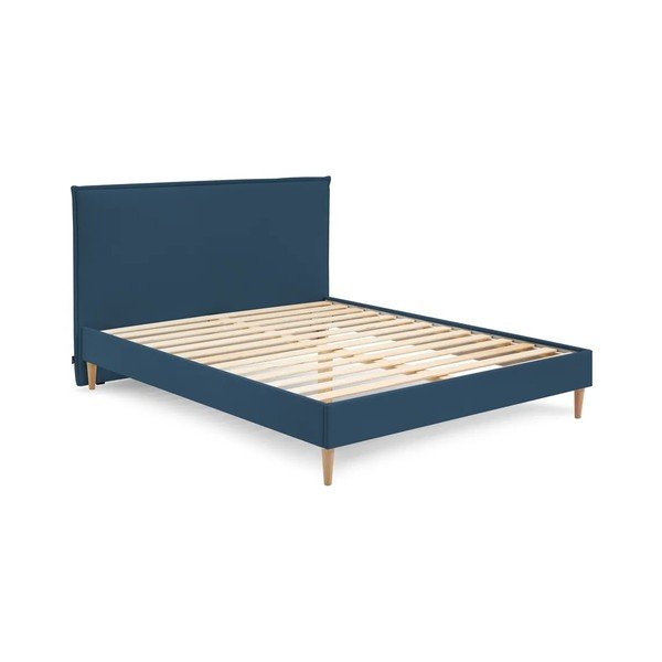 Letto matrimoniale imbottito blu con griglia 160x200 cm Sary - Bobochic Paris