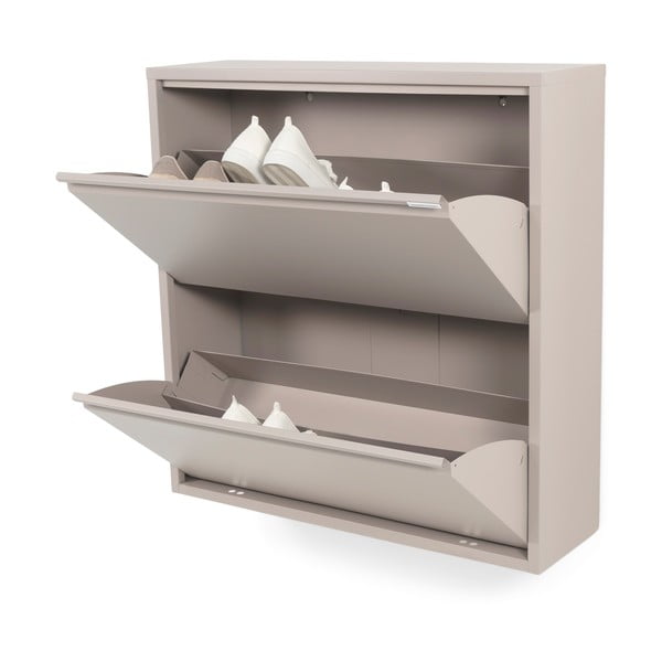 Scarpiera grigio tortora in metallo con ante ribaltabili 75x77,5x22,5 cm Billy – Spinder Design-image-2