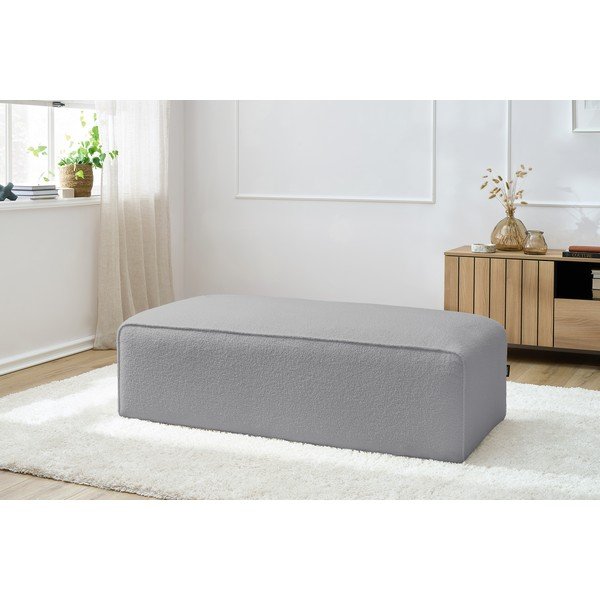Poggiapiedi componibile grigio chiaro con rivestimento in bouclé Megeve – Bobochic Paris-image-1