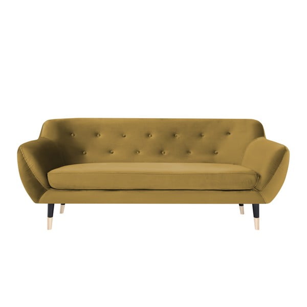 Divano giallo senape con gambe nere Amelie, 188 cm - Mazzini Sofas