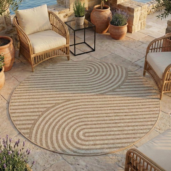 Tappeto da interno/esterno rotondo beige ø 120 cm Desert 1301 – Ayyildiz Carpets-image-1