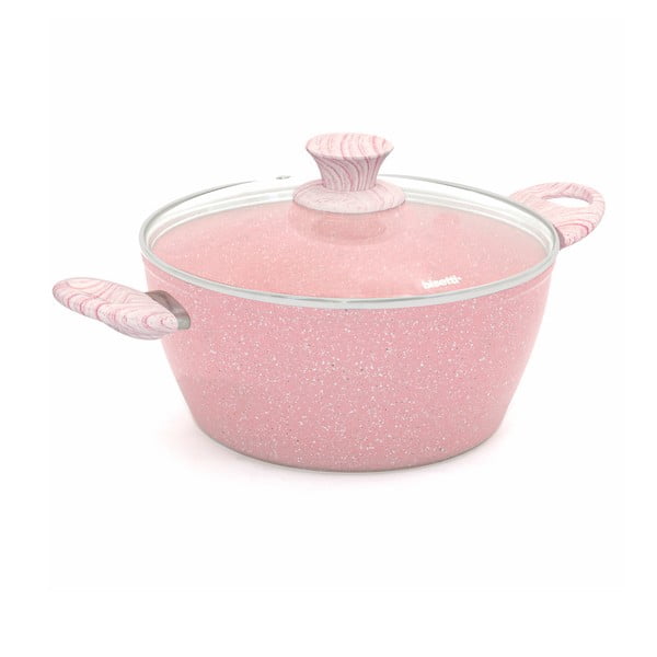 Casseruola rosa con coperchio, ø 24 cm Stonerose - Bisetti