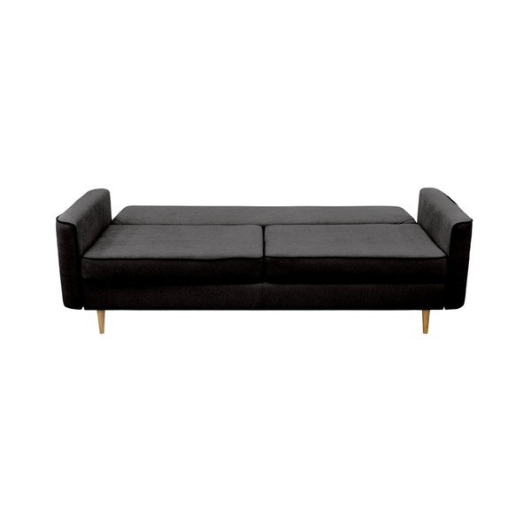 Divano letto a tre posti nero con gambe chiare Ivy - Mazzini Sofas-image-3