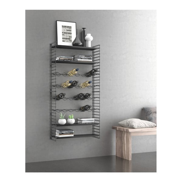 Mensola a muro con portabottiglie Libro - Metaltex-image-3