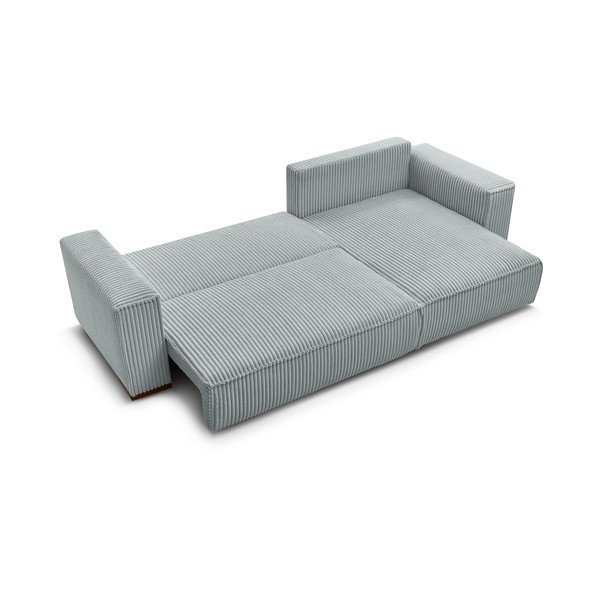 Divano angolare grigio chiaro allungabile e con contenitore rivestito in velluto a coste Chelsea – Bobochic Paris-image-4