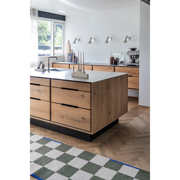 Passatoia verde scuro/color crema lavabile 77x242 cm Square – Mette Ditmer Denmark-image-2