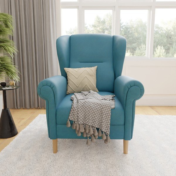 Poltrona con braccioli turchese Swan – Ropez-image-1