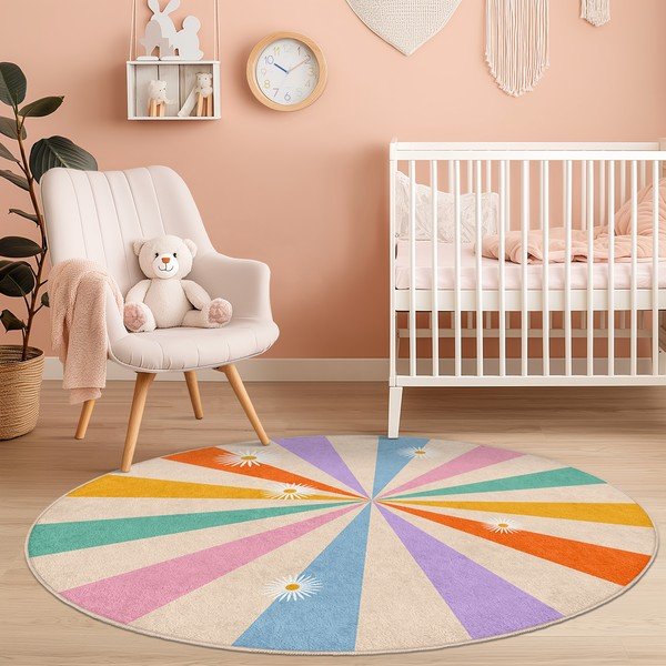 Tappeto per bambini lavabile ø150 cm Rainbow Daisy – Mila Home-image-3