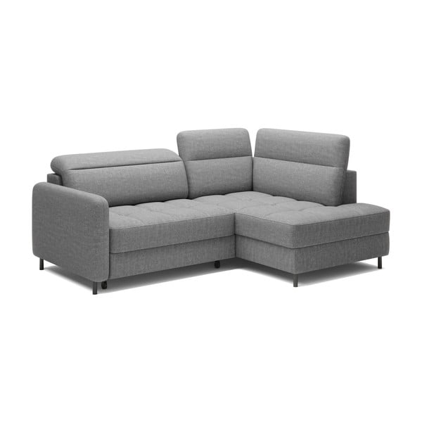 Divano angolare grigio allungabile/con contenitore (con penisola a destra/a L) e rivestimento in velluto Barea – ELTAP-image-2