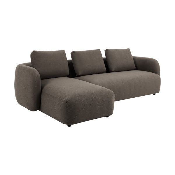 Divano angolare grigio-marrone in tessuto bouclé (angolo sinistro) Imola - Bonami Selection-image-2