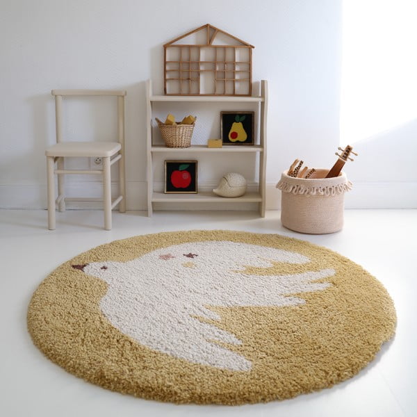 Tappeto per bambini in giallo ocra ø120 cm Bohemian Bird Miel – Nattiot-image-1