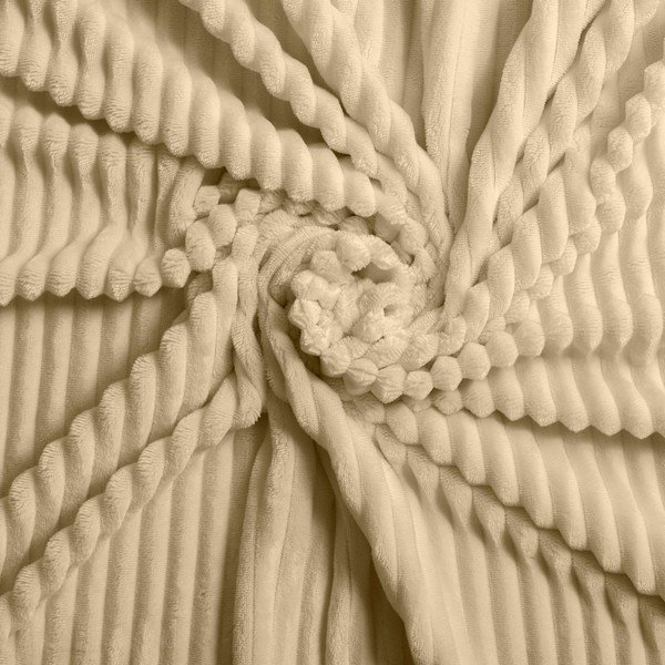 Set copripiumino e federa beige in flanella per letto matrimoniale/per letto esteso 3 pezzi 240x220 cm Veloutea – douceur d'intérieur-image-3