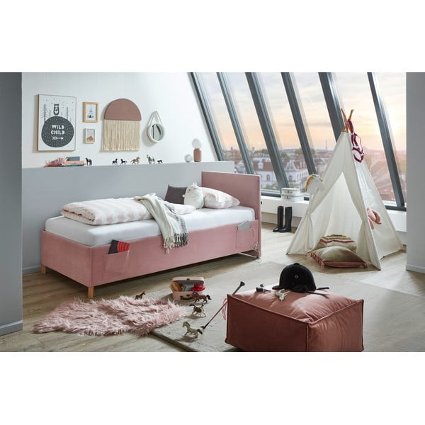 Letto da bambini rosa imbottito con contenitore con rete inclusa 140x200 cm Cool – Meise Möbel-image-1