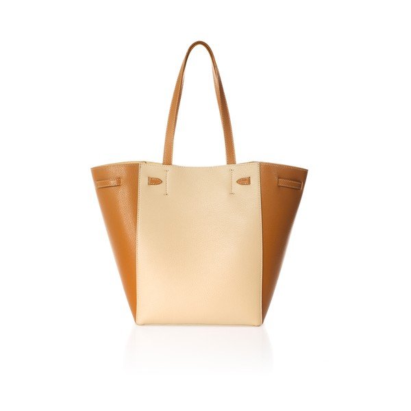 Borsa in pelle marrone e beige Laura - Markese-image-2