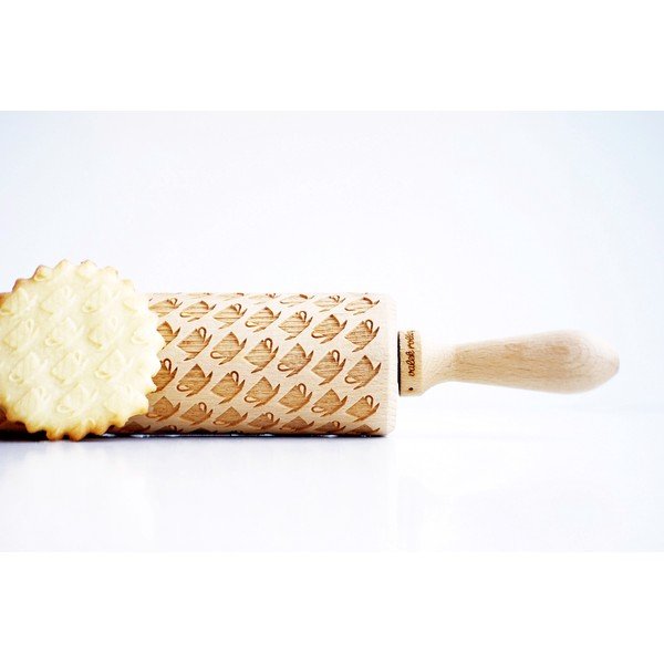 Rullo per pasta in legno goffrato Tea Cups - Valek-image-1