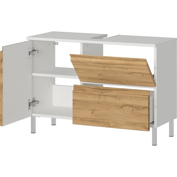 Mobile bianco sotto il lavabo in rovere 80x56 cm Torrance - Germania-image-3