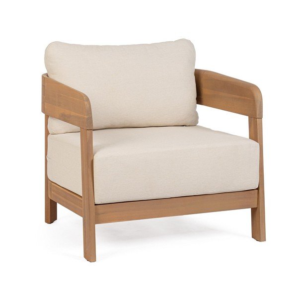 Poltrona da esterno di colore naturale in legno massiccio Pablo – Bizzotto