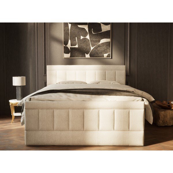 Letto boxspring beige con contenitore 160x200 cm Caya – Maison de Rêve-image-4