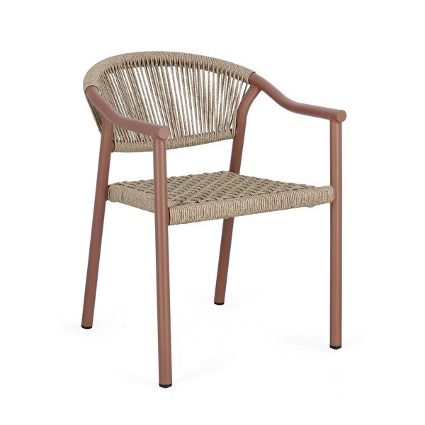 Sedia da esterno rossa/di colore naturale in metallo Canarias – Bizzotto