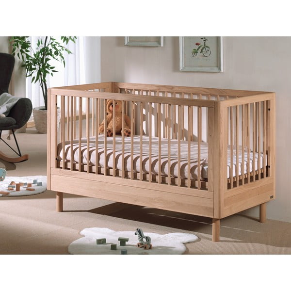 Lettino di colore naturale in rovere massiccio 70x140 cm Forrest – Vipack-image-4