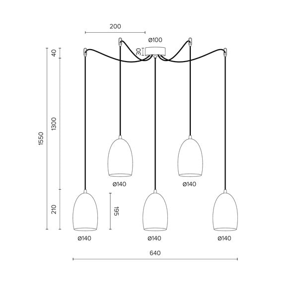 Lampada a sospensione a cinque bracci in oro UME , ⌀ 14 cm Ume - Sotto Luce-image-2