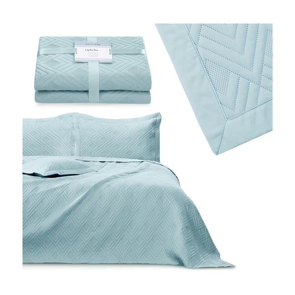 Copriletto azzurro in microfibra con rivestimento trapuntato 220x240 cm Ophelia – Restilo-image-4