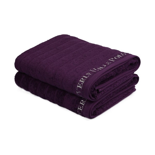 Set di 2 asciugamani in cotone viola, 140 x 70 cm - Unknown