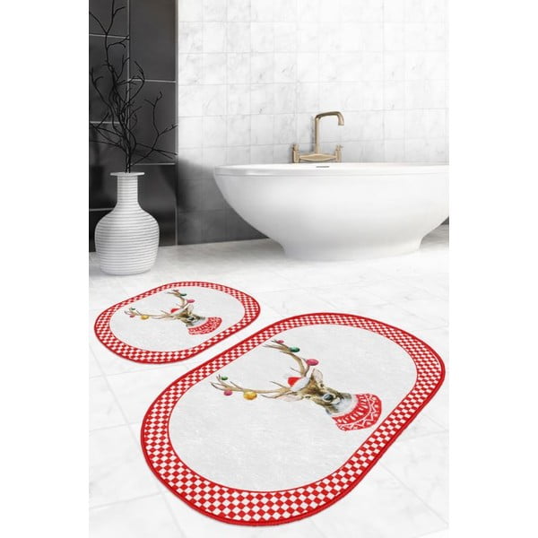 Tappetini da bagno bianchi e rossi in set da 2 pezzi 60x100 cm - Mila Home