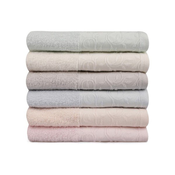 Set di 6 asciugamani in cotone Daireli Linda, 50 x 90 cm - Foutastic-image-3