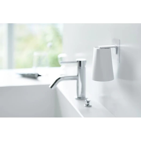 Porta dispenser per sapone bianco autoportante in plastica con tazza Film Hook - YAMAZAKI-image-1