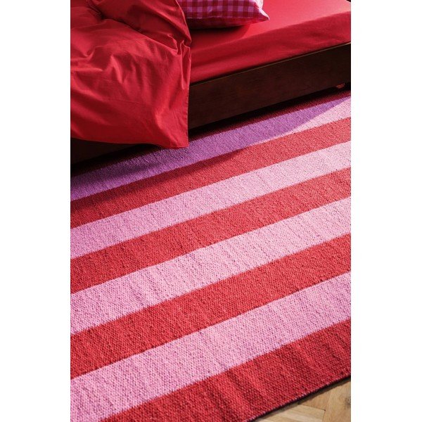 Tappeto rosso/rosa in misto lana tessuto a mano 200x300 cm Sissel – Jotex-image-1