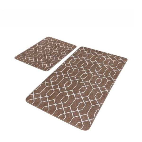 Set di tappetini per il bagno marroni in velluto 2 pz 60x100 cm – Mila Home