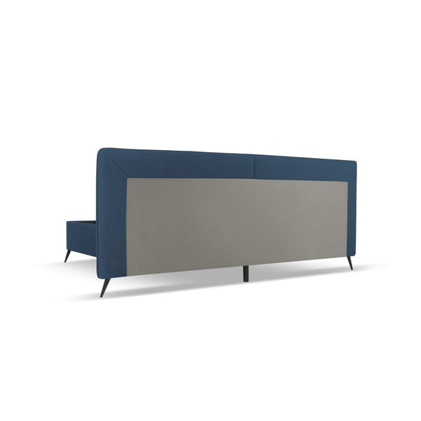 Letto matrimoniale imbottito blu scuro con contenitore e griglia 160x200 cm Walter - Milo Casa-image-3