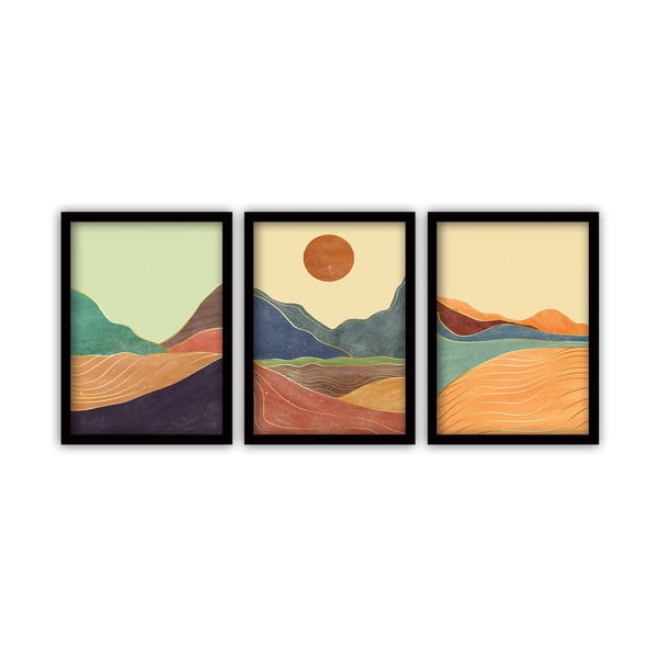 Set di 3 dipinti in cornice nera Alba, 35 x 45 cm - Vavien Artwork