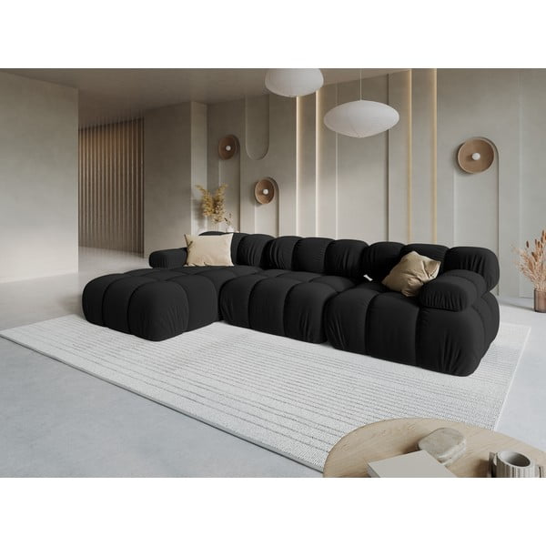 Divano in velluto nero 285 cm Bellis - Micadoni Home-image-1