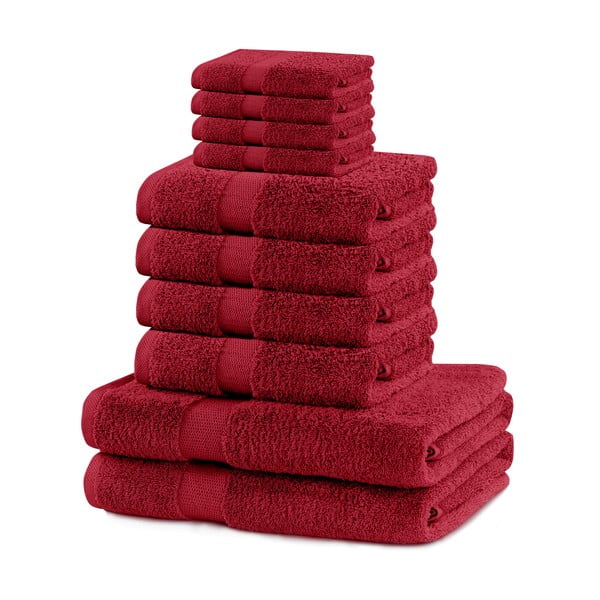 Set di asciugamani per viso e corpo tipo terry rossi in cotone 10 pz Marina – Restilo