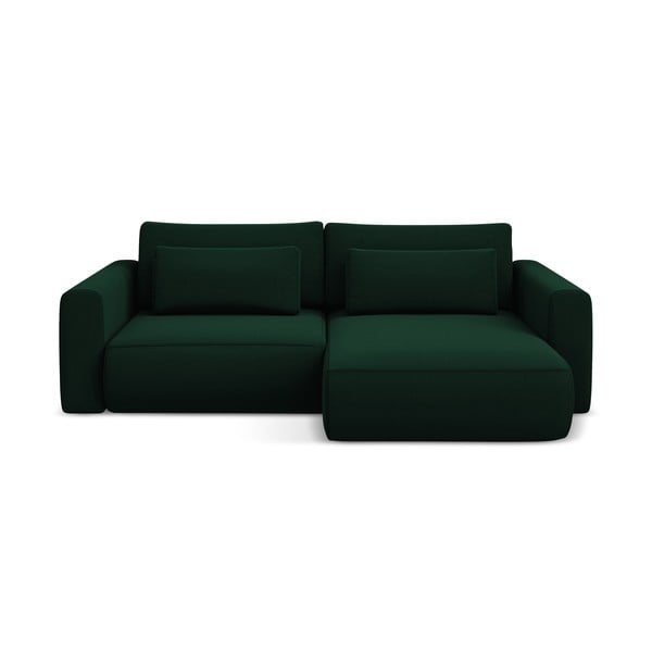 Divano angolare verde allungabile/con contenitore (con penisola a destra/con chaise lounge) con rivestimento in velluto Kapua – Makamii