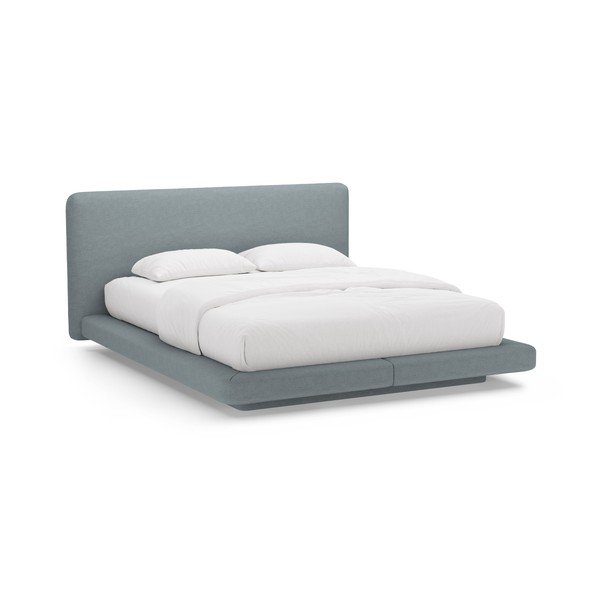 Letto matrimoniale imbottito azzurro 140x200 cm Linea – Micadoni 