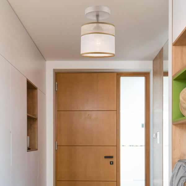 Lampada da soffitto marrone chiaro con paralume in tessuto ø 16 cm Andrea - LAMKUR-image-2