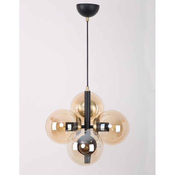 Lampadario nero con paralume in vetro ø 35 cm Forte – Squid Lighting-image-1
